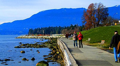 Vancouver seawall and mountains